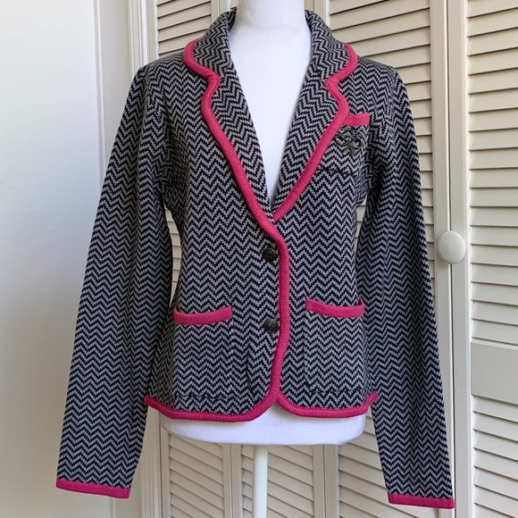 Tommy Girl Chevron Sweater Knit Blazer / Cardigan size L - Picture 1 of 8